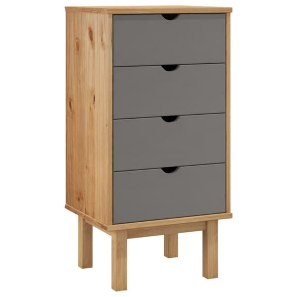 vidaXL Kommode OTTA brun og grå 45x39x90 cm heltre furu