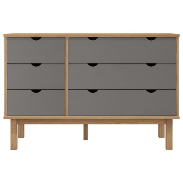 vidaXL Byrå OTTA brun&grå 111x43x73,5 cm massiv furu