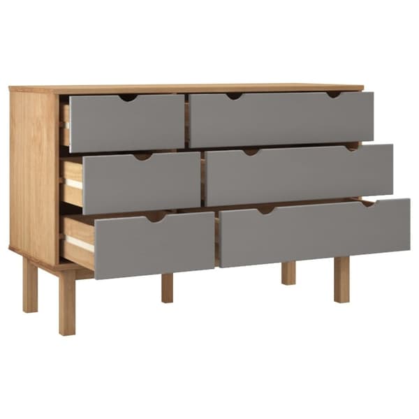 vidaXL Byrå OTTA brun&grå 111x43x73,5 cm massiv furu