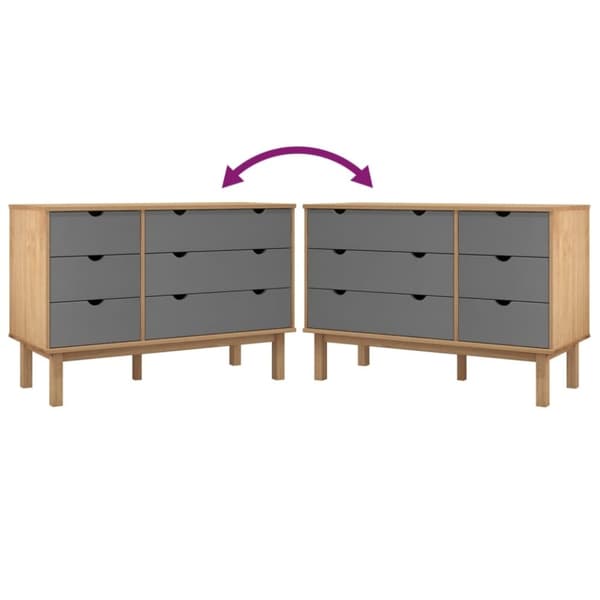 vidaXL Byrå OTTA brun&grå 111x43x73,5 cm massiv furu
