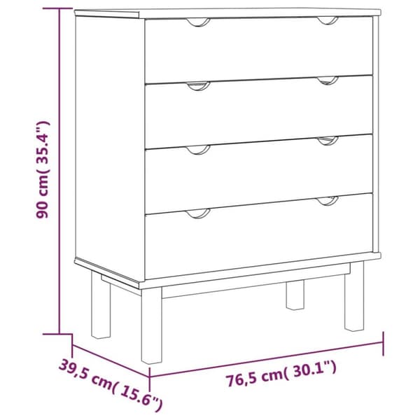 vidaXL Byrå OTTA brun&grå 76,5x39,5x90cm massiv furu