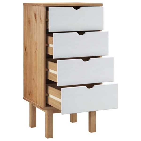 vidaXL Kommode OTTA brun og hvit 45x39x90 cm heltre furu