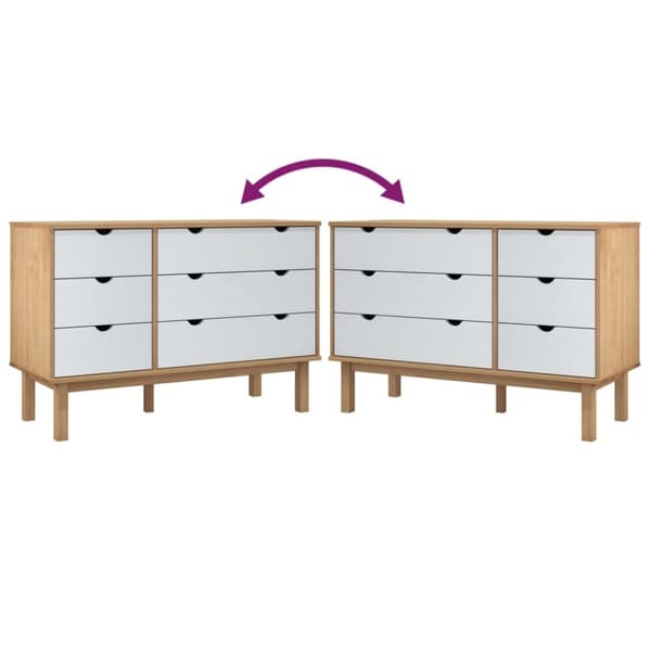 vidaXL Byrå OTTA brun&vit 111x43x73,5 cm massiv furu
