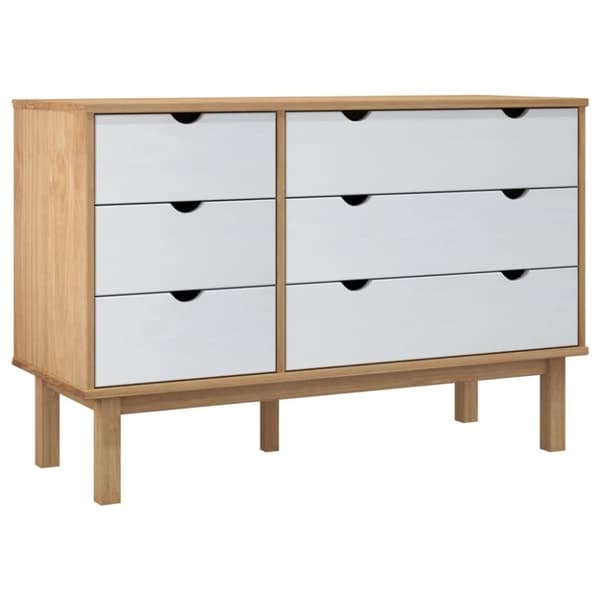 vidaXL Byrå OTTA brun&vit 111x43x73,5 cm massiv furu
