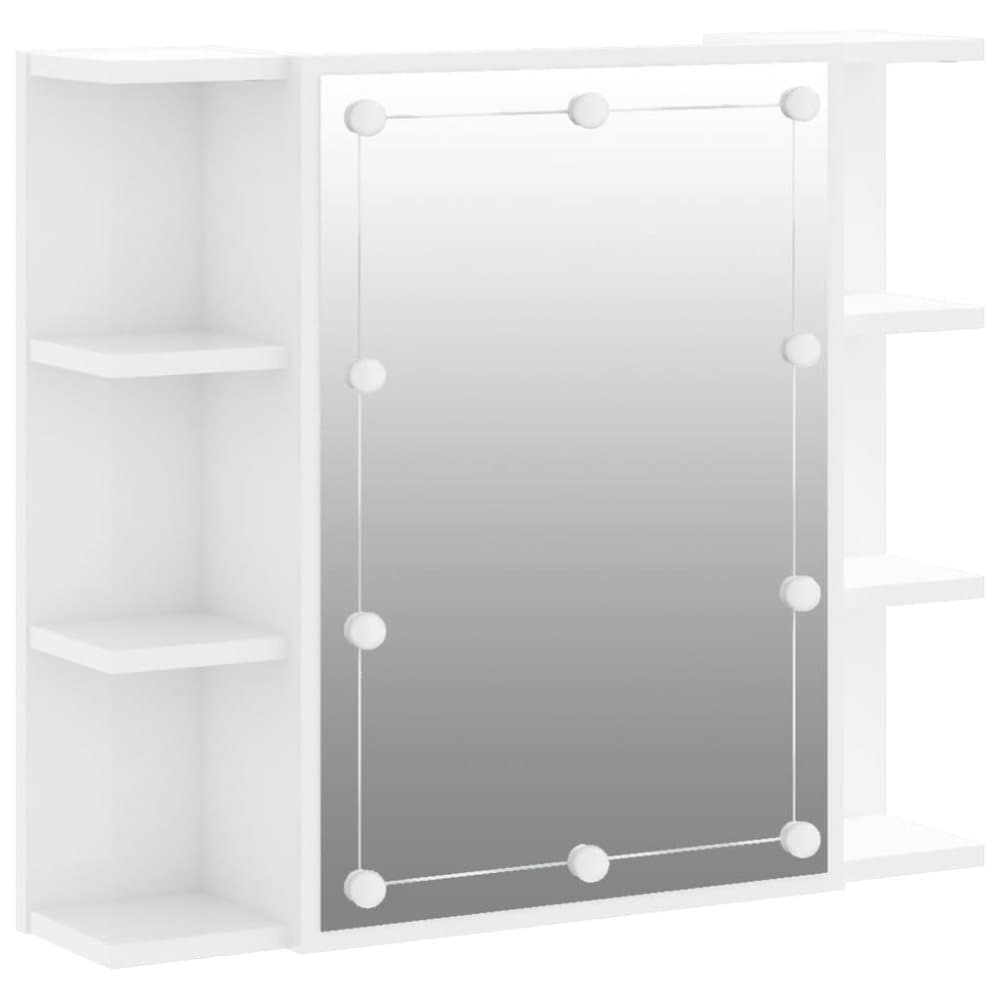 vidaXL Spegelskåp med LED vit högglans 70x16,5x60 cm