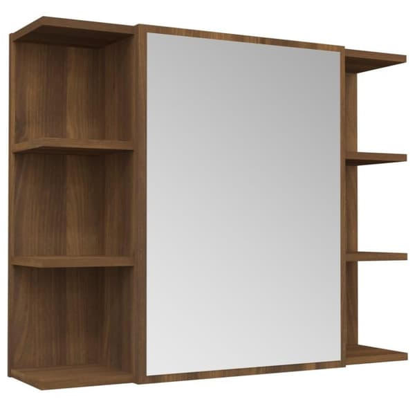 vidaXL Spegelskåp för badrum Brun ek 80x20,5x64 cm konstruerat trä