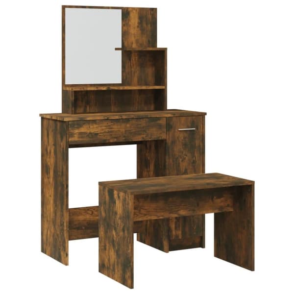 vidaXL konsolbordsæt 86,5x35x136 cm røget egetræsfinish