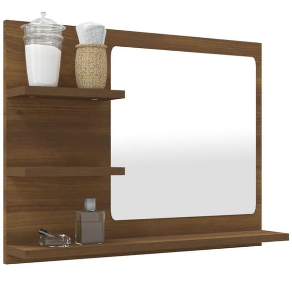 vidaXL badeværelsesspejl 60x10,5x45 cm konstrueret træ brun egetræ