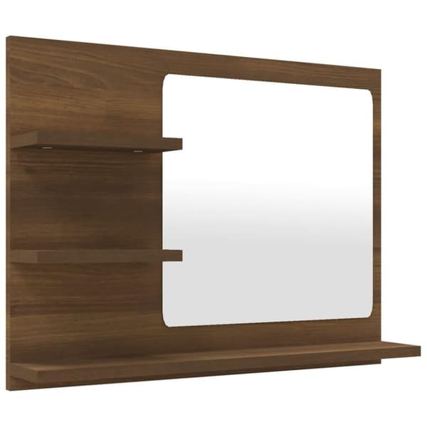 vidaXL badeværelsesspejl 60x10,5x45 cm konstrueret træ brun egetræ