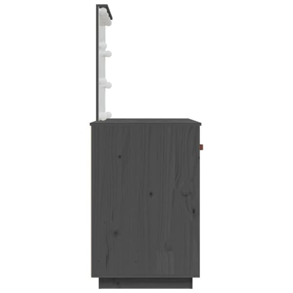 vidaXL Sminkbord med LED grå 95x50x133,5 cm massiv furu
