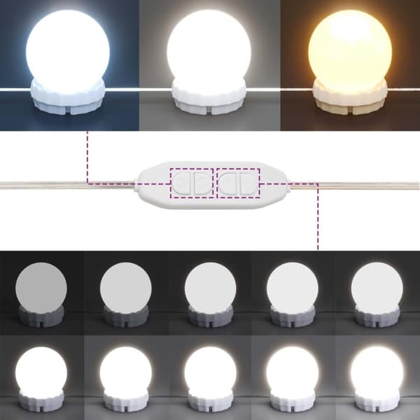 vidaXL Sminkbord med LED grå 95x50x133,5 cm massiv furu