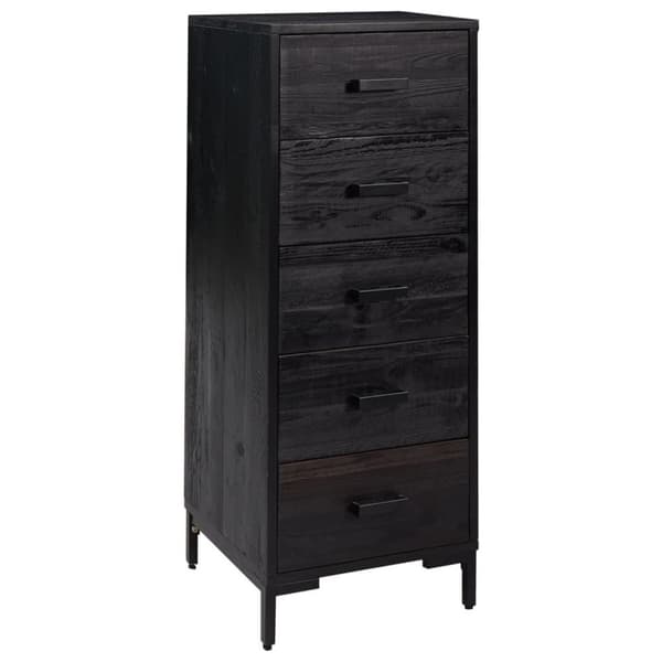 vidaXL Kommode svart 42x35x110 cm heltre furu