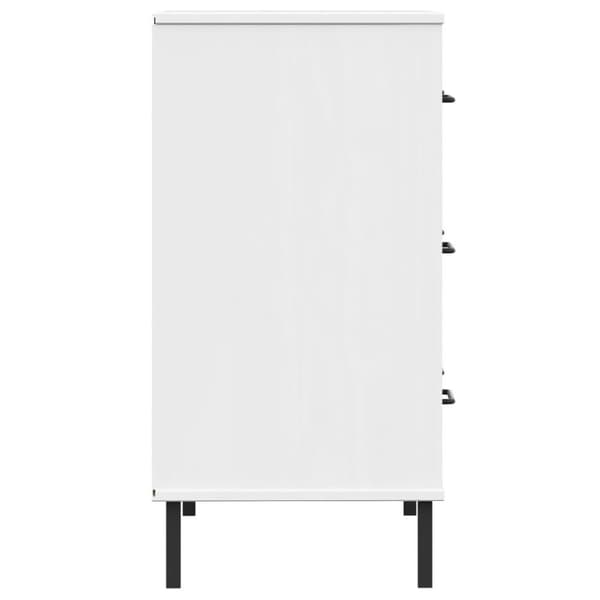 vidaXL Byrå med 3 lådor vit OSLO 77x40x79,5 cm massivt trä