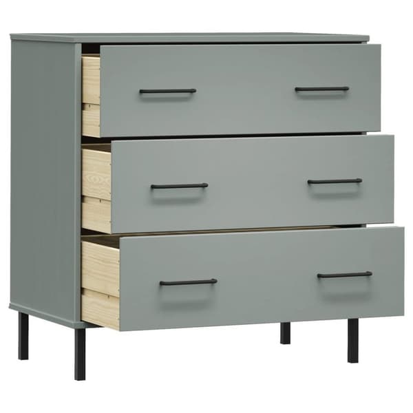 vidaXL Skjenk med 3 skuffer grå 77x40x79,5 cm heltre OSLO