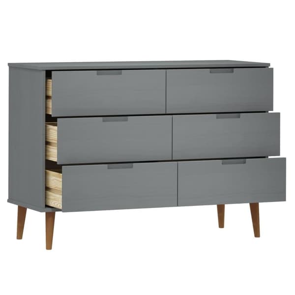 vidaXL sengebord MOLDE 113x40x80 cm massivt fyrretræ grå