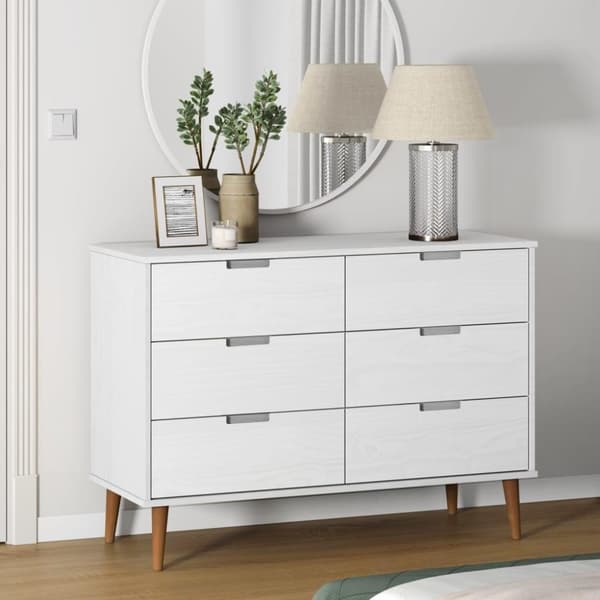 vidaXL sengebord MOLDE 113x40x80 cm massivt fyrretræ hvid