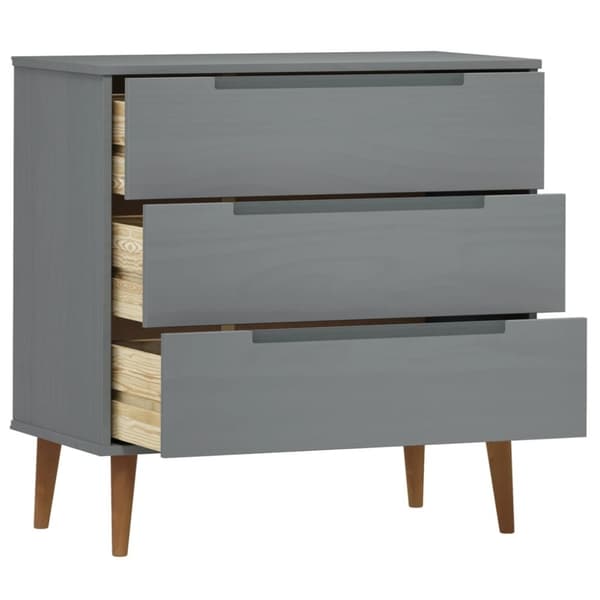 vidaXL kommode MOLDE 80x40x80 cm massivt fyrretræ grå