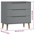 Miniatyrbillede 7 af 9: vidaXL kommode MOLDE 80x40x80 cm massivt fyrretræ grå