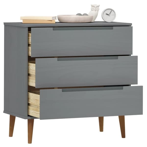 vidaXL kommode MOLDE 80x40x80 cm massivt fyrretræ grå