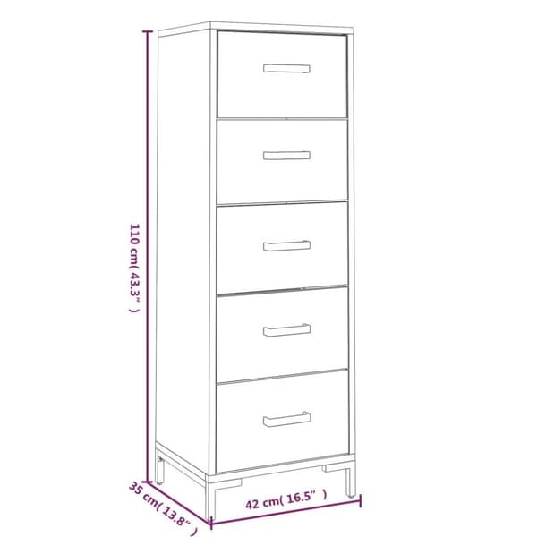 vidaXL kommode 42x35x110 cm massivt fyrretræ