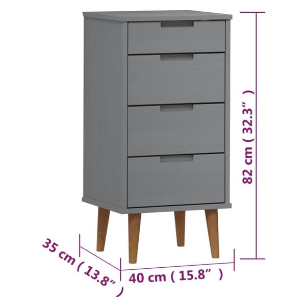 vidaXL Kaappi MOLDE harmaa 40x35x82 cm täysi mänty