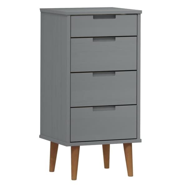 vidaXL kommode MOLDE 40x35x82 cm massivt fyrretræ grå