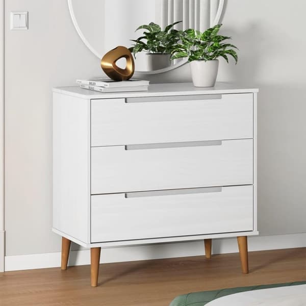 vidaXL kommode MOLDE 80x40x80 cm massivt fyrretræ hvid