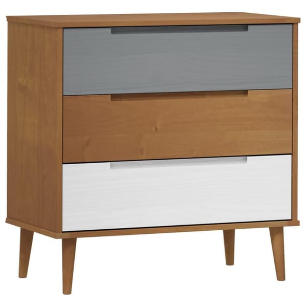 vidaXL kommode MOLDE 80x40x80 cm massivt fyrretræ brun