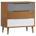 Miniatyrbillede 1 af 11: vidaXL kommode MOLDE 80x40x80 cm massivt fyrretræ brun