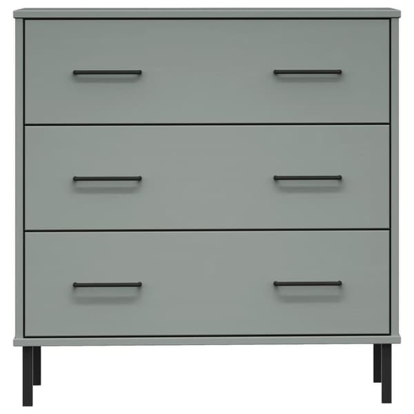 vidaXL skænk med 3 skuffer OSLO 77x40x79,5 cm massivt træ grå