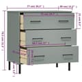 Miniatyrbillede 8 af 11: vidaXL skænk med 3 skuffer OSLO 77x40x79,5 cm massivt træ grå