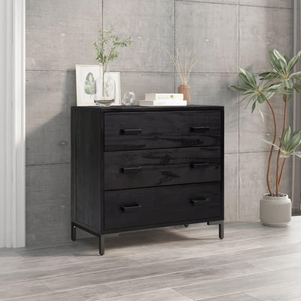 vidaXL Lipasto musta 75x35x70 cm täysi mänty
