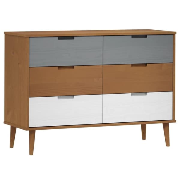 vidaXL sengebord MOLDE 113x40x80 cm massivt fyrretræ brun