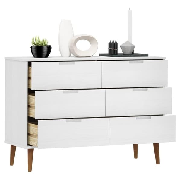 vidaXL Kommode MOLDE hvit 113x40x80 cm heltre furu