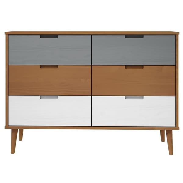 vidaXL Byrå MOLDE brun 113x40x80 cm massiv furu
