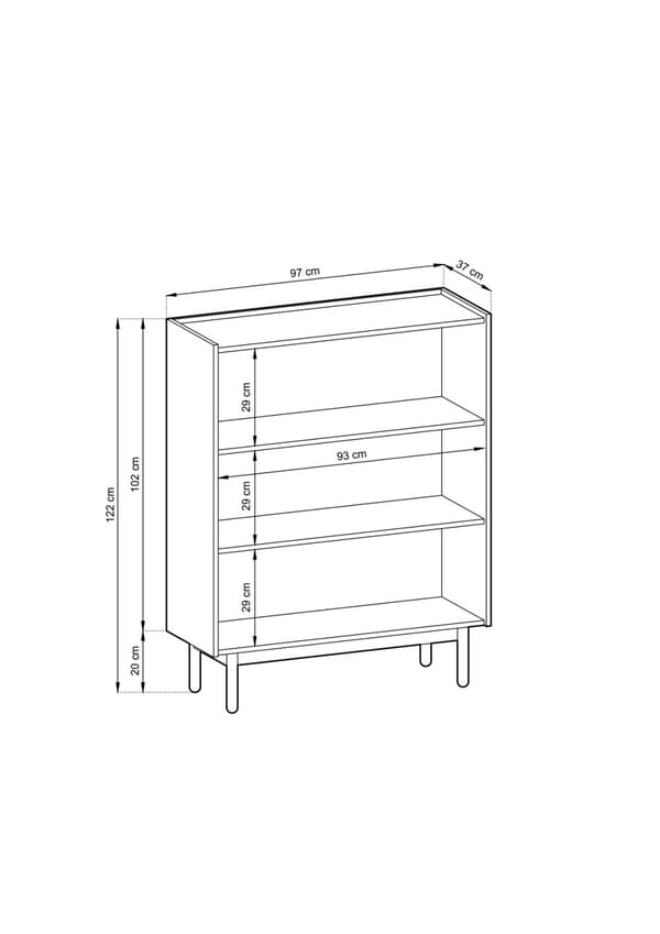 3xEliving Høj kommode Bohemianova 97 cm lang med egefiner og marmorplade - et elegant og stilfuldt møbel