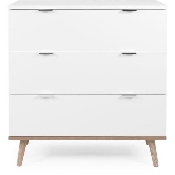 Göteborg byrå - 3 lådor - vit sonoma ekdekor - skandinavisk - l 79,8 x d 40 x h 86,5 cm