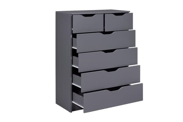 Silenzia kommode 2 små, 4 store skuffer grå.