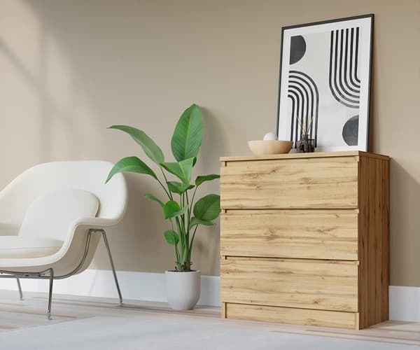 Kommode med 3 skuffer, 70 x 39 x 78 cm