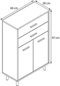 Miniatyrbilde 2 av 3: Lindas kommode 2 dører 2 skuffr hvit, eik dekor.