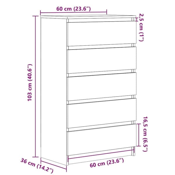 vidaXL Laatikosto savutammi 60x36x103 cm tekninen puu
