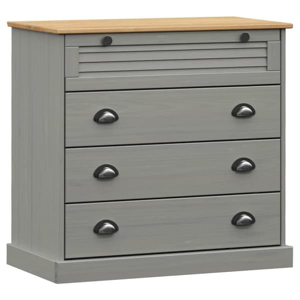 vidaXL kommode VIGO 80x40x76 cm massivt fyrretræ grå