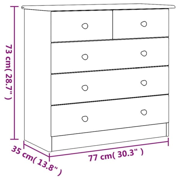 vidaXL kommode ALTA 77x35x73 cm massivt fyrretræ