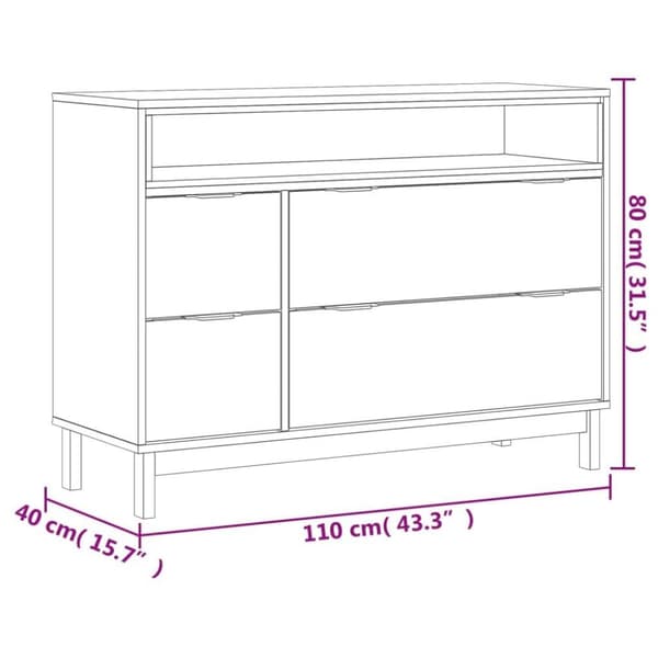 vidaXL kommode FLAM 110x40x80 cm massivt fyrretræ