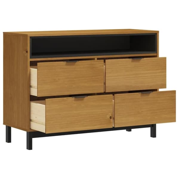 vidaXL kommode FLAM 110x40x80 cm massivt fyrretræ
