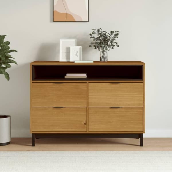 vidaXL kommode FLAM 110x40x80 cm massivt fyrretræ
