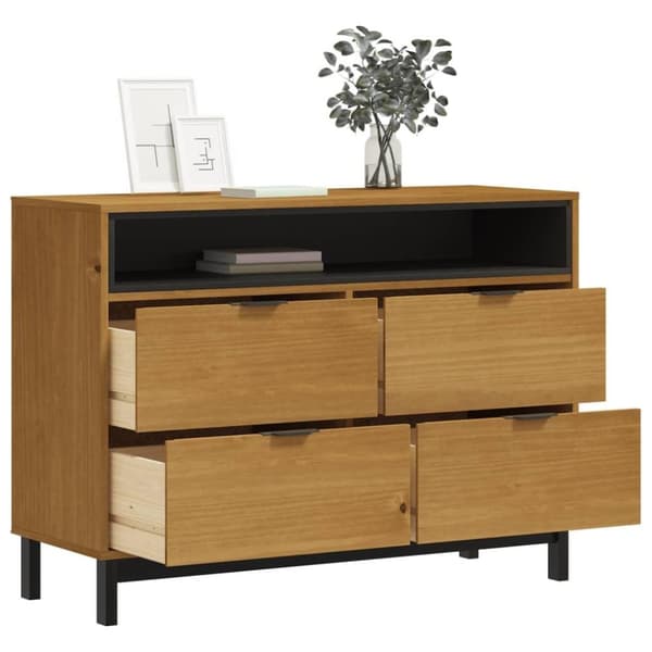 vidaXL kommode FLAM 110x40x80 cm massivt fyrretræ