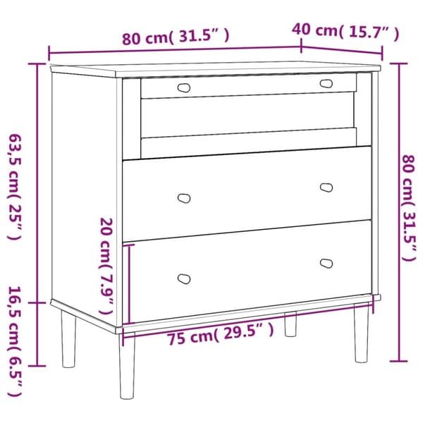 vidaXL Kommode SENJA rotting-utseende brun 80x40x80 cm heltre furu