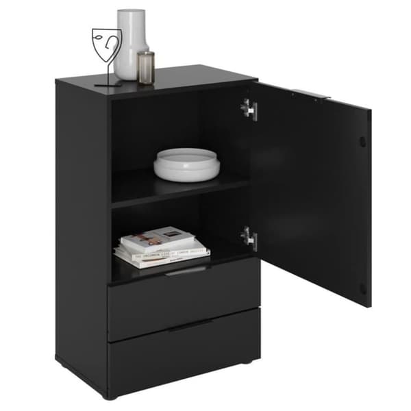 FMD kommode med skuffe og låger 49,7x31,7x81,3 cm sort