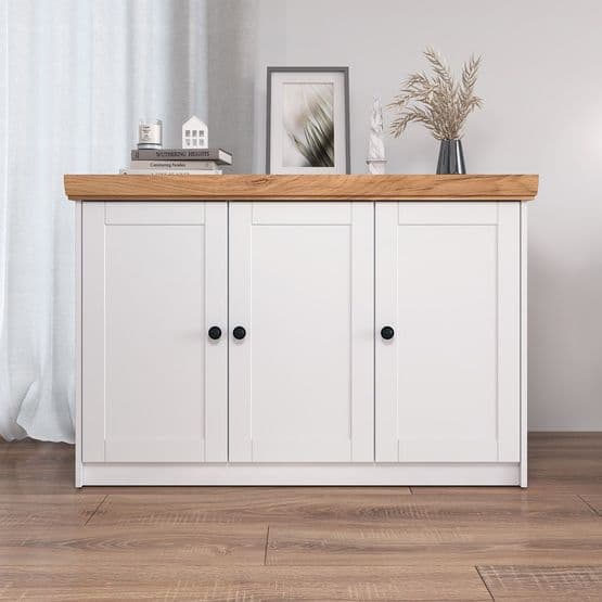 Skrivebord - Med 3 skabe - Hvid